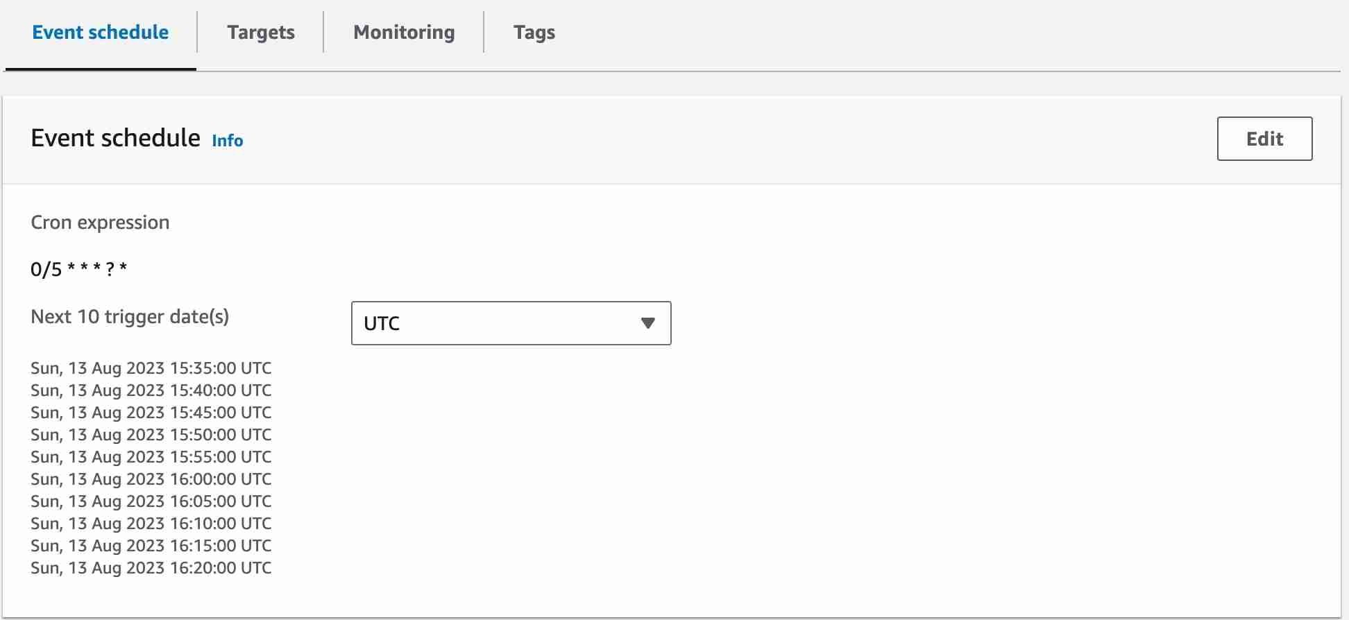 Event Bridge Schedule