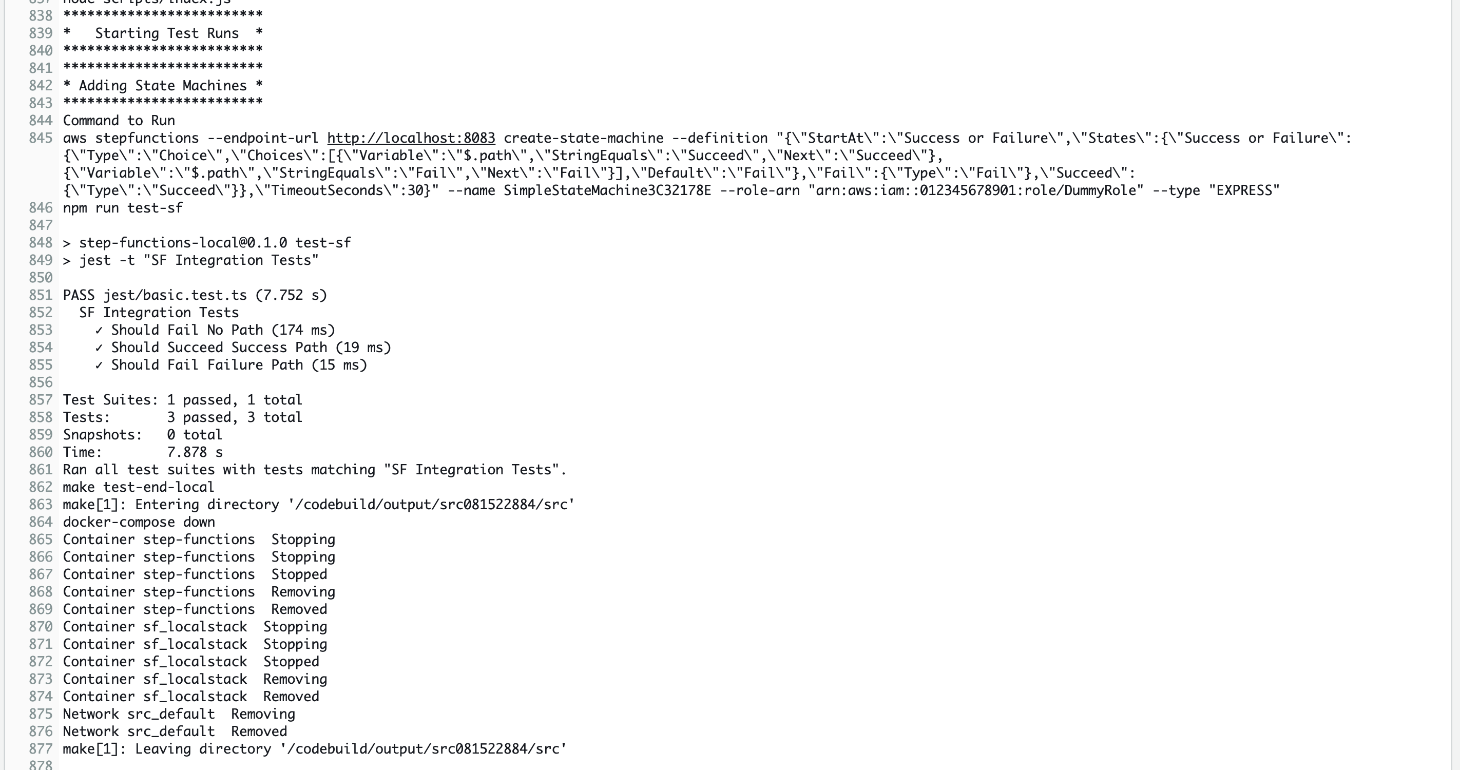 CodeBuild Testing Step Functions Locally