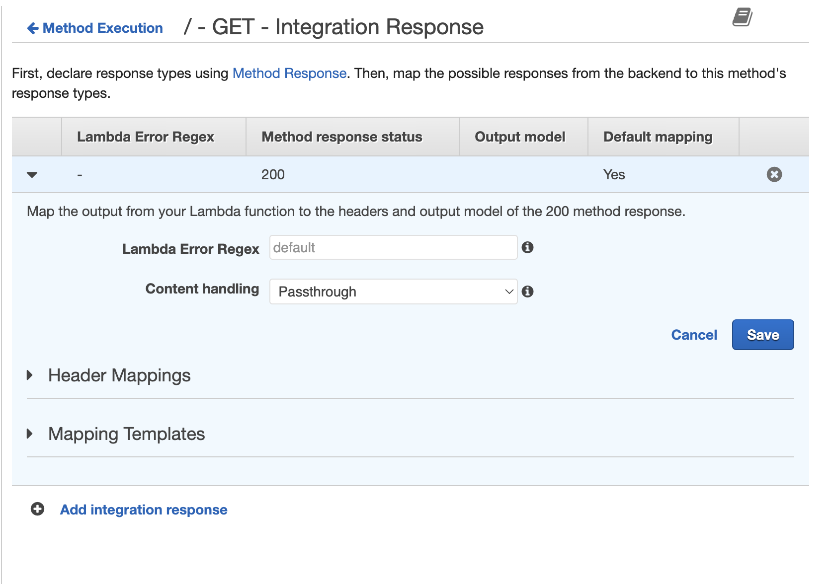 Integration Response