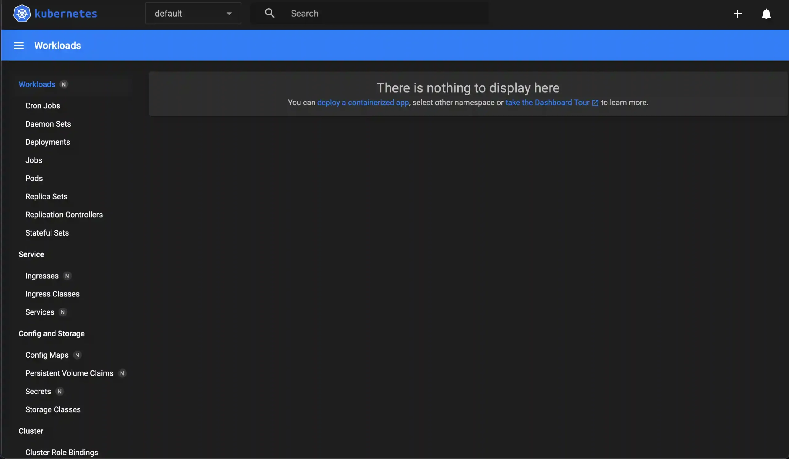 minikube dashboard default